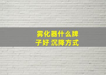 雾化器什么牌子好 沉降方式